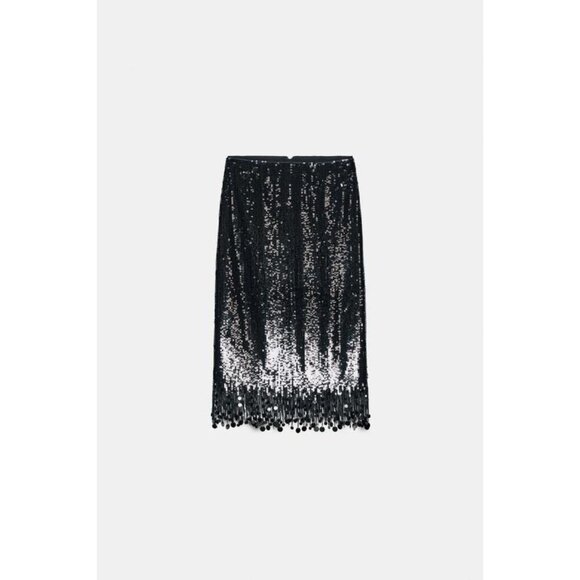 ZARA ZW COLLECTION LONG SEQUIN SKIRT - Picture 1 of 5